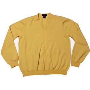 Brooks Brothers Merino Wool blend Men's Yellow V-Neck Sweater SZ XL